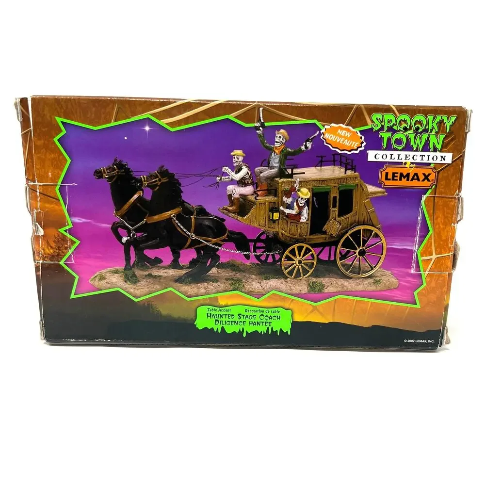 Vintage Lemax Spooky Town Haunted Stage Coach 73607 Halloween Decor 2007 W/ Box
